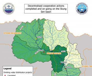Map – Cooperation decentralised actions completed and on going on the Stung Sen basin